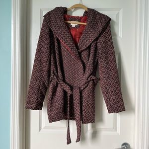 Mossimo hooded belted coat jacket in tweed. Size XL